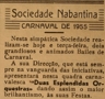  Sociedade Nabantina, Carnaval